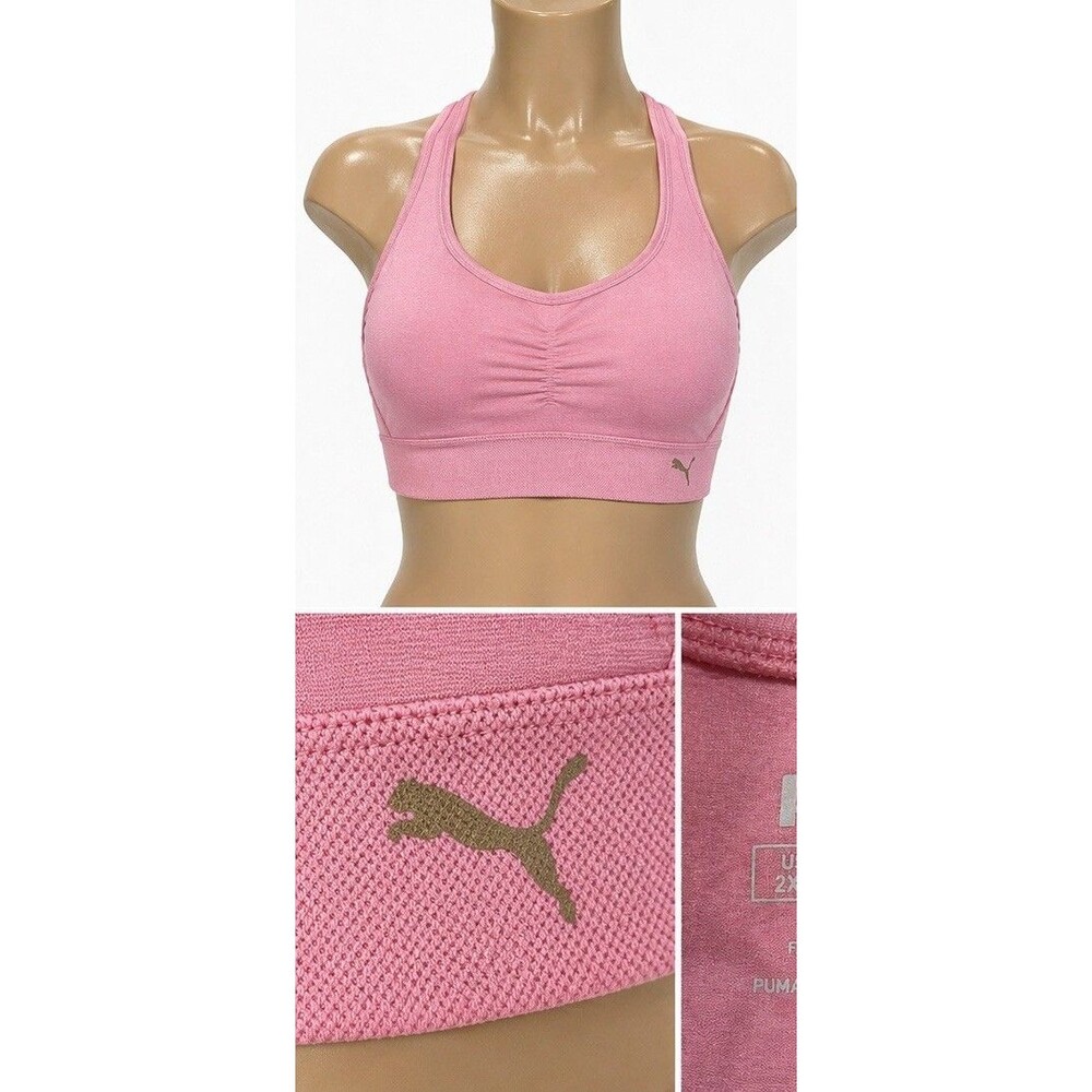 Puma Bra 2XL Pink  Race back Adjustable Strap Athletic Gym